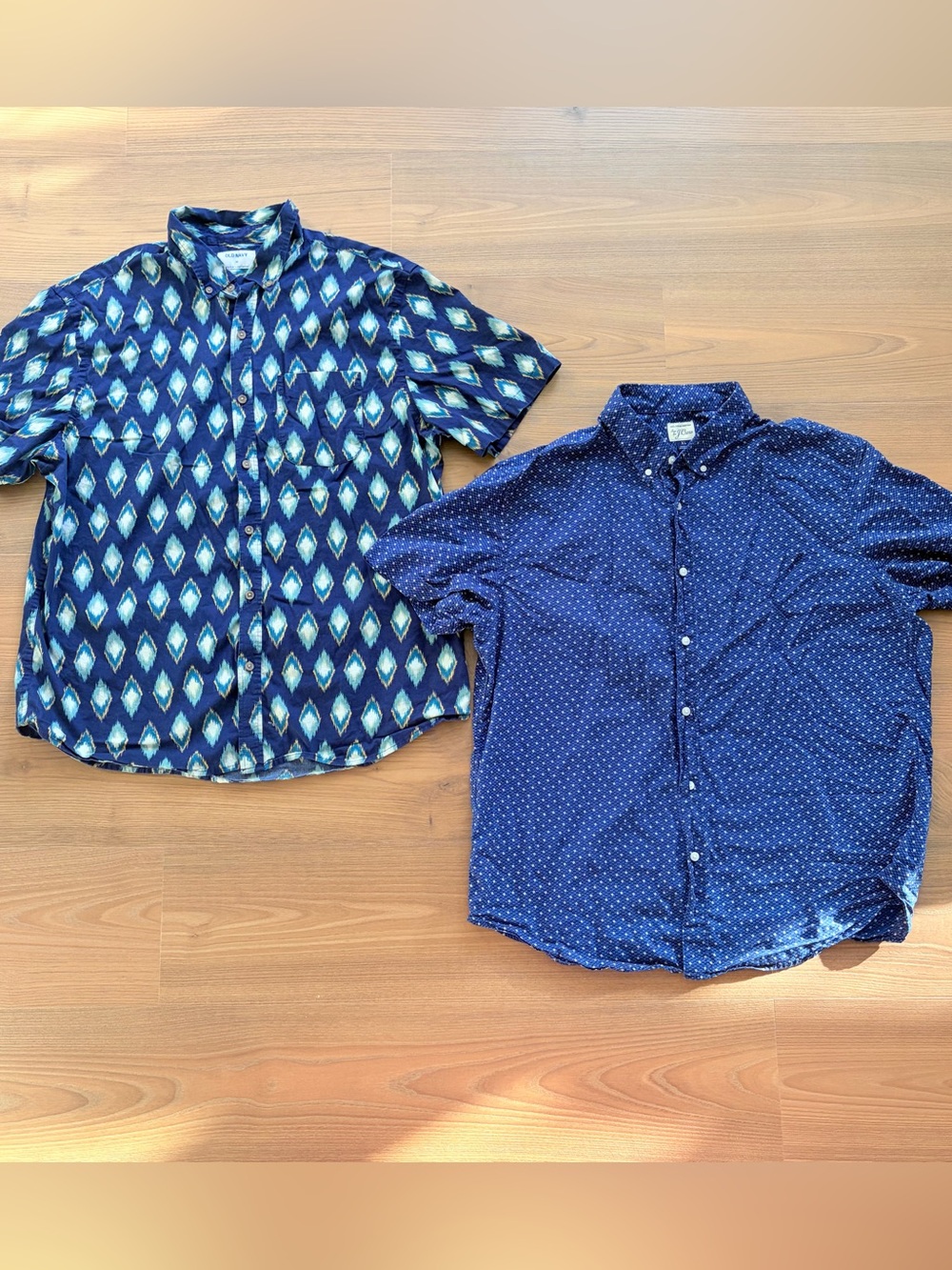 Men’s 2 Shirt Bundle Navy Patterned Short-Sleeve Button-Up Shirt Set